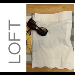 NWT ADORABLE LOFT Scolloped hem shorts, White, 4” inseam, sz 14